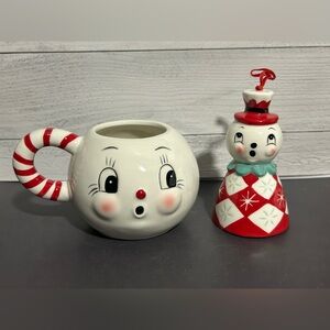 Johanna Parker Carnival Cottage Snowman Mug and Bell Set